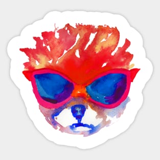 Pomeranian with glasses Sticker